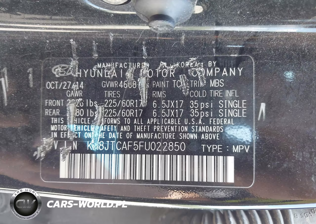 2015 Hyundai Tucson Gls VIN:KM8JTCAF5FU022850 - 9