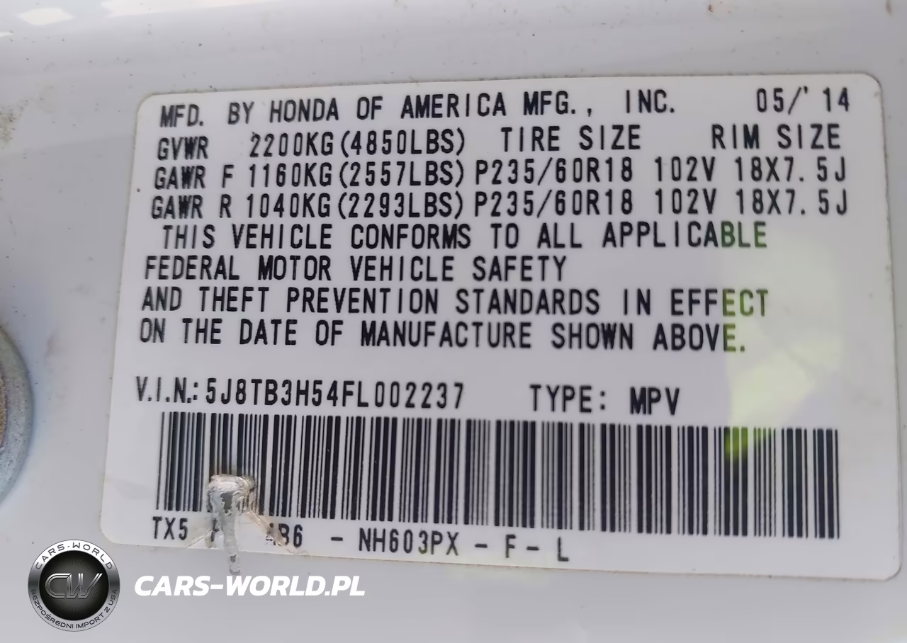 2015 Acura Rdx VIN:5J8TB3H54FL002237 - 9