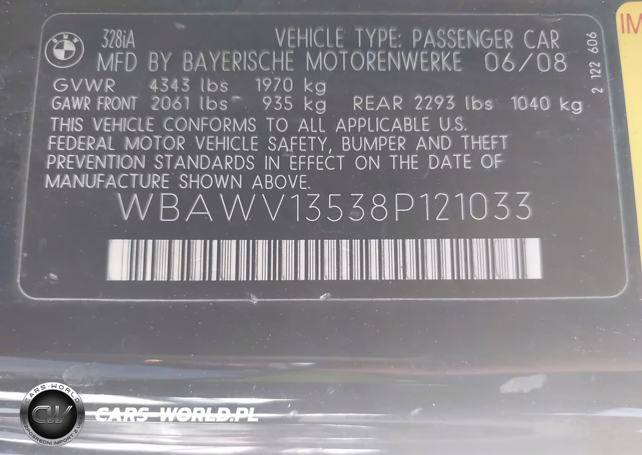 2008 BMW 328I VIN:WBAWV13538P121033 - 9