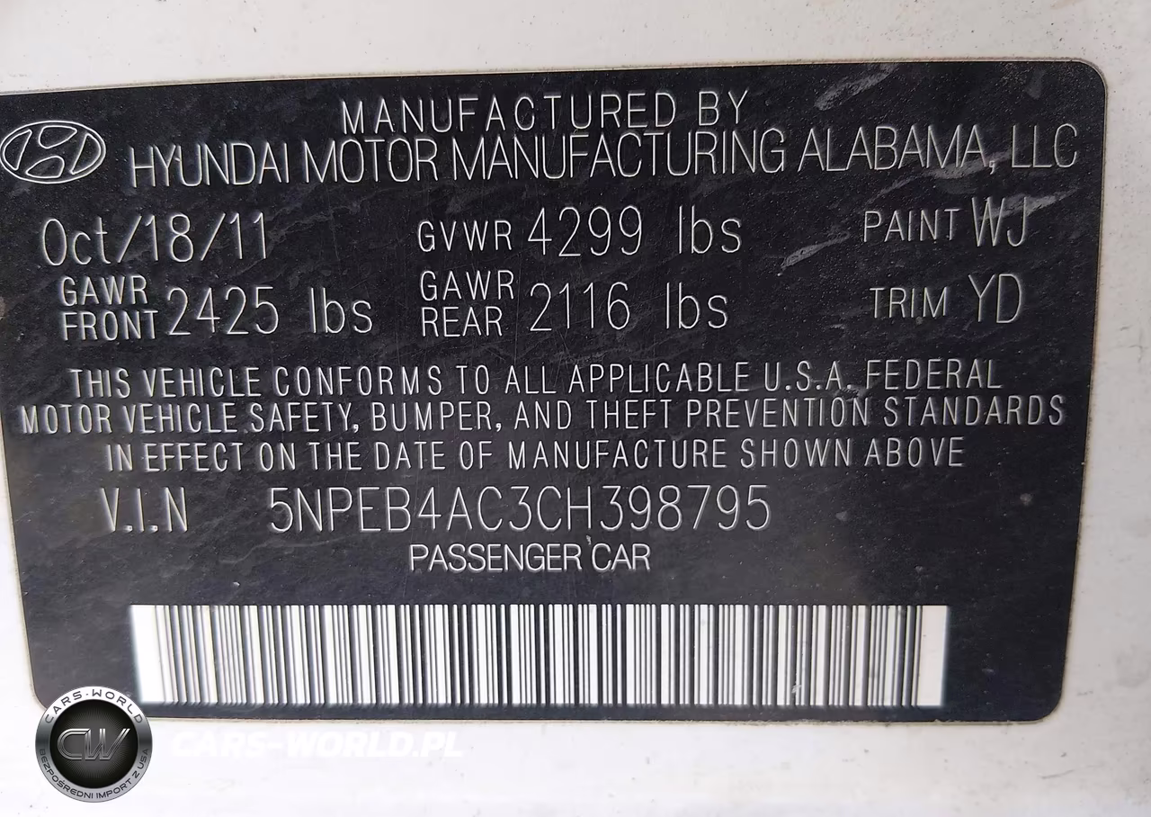 2012 Hyundai Sonata Gls VIN:5NPEB4AC3CH398795 - 9