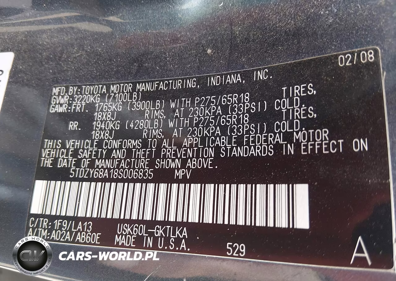 2008 Toyota Sequoia Limited 5.7L V8 VIN:5TDZY68A18S006835 - 9