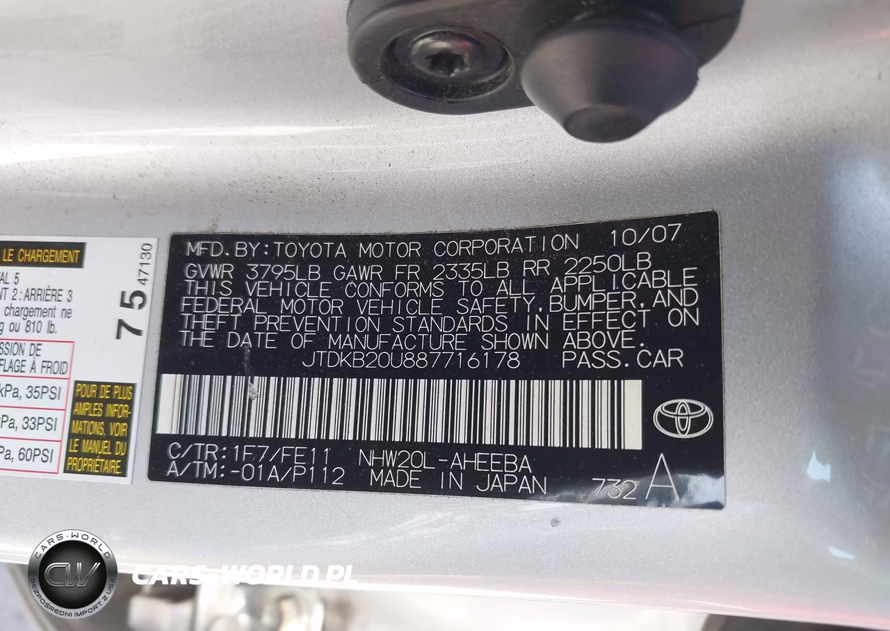 2008 Toyota Prius VIN:JTDKB20U887716178 - 9