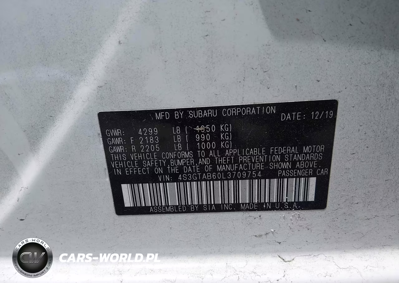 2020 Subaru Impreza 5-Door VIN:4S3GTAB60L3709754 - 9
