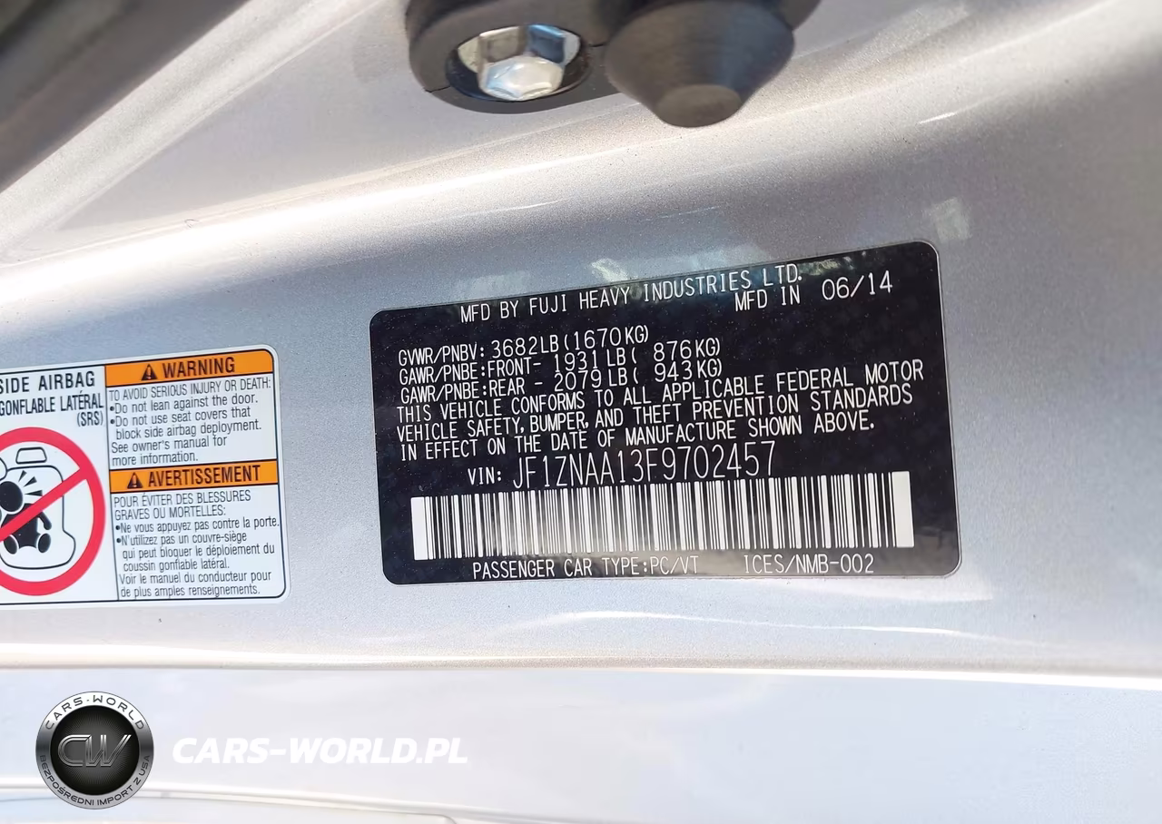 2015 Scion Fr-S VIN:JF1ZNAA13F9702457 - 9