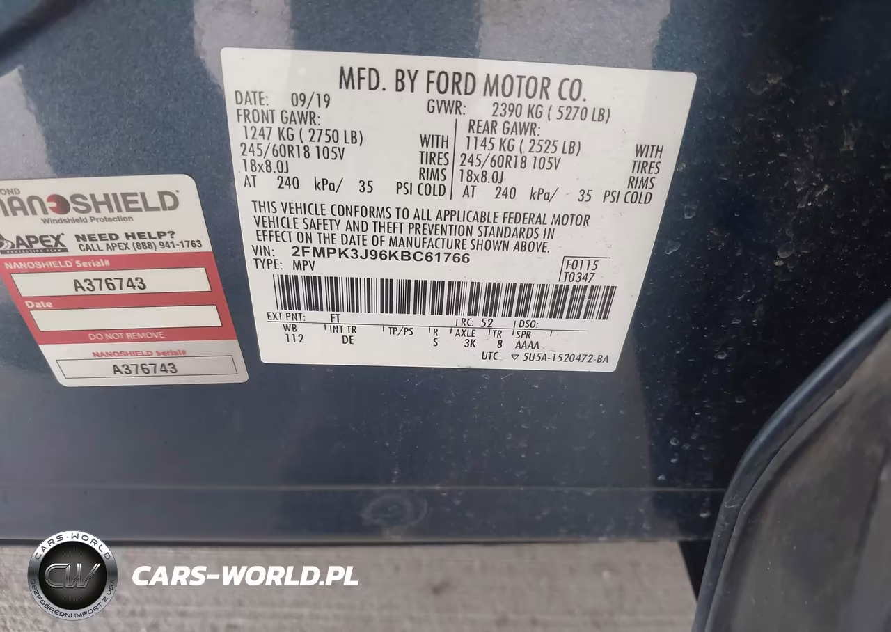 2019 Ford Edge Sel VIN:2FMPK3J96KBC61766 - 9