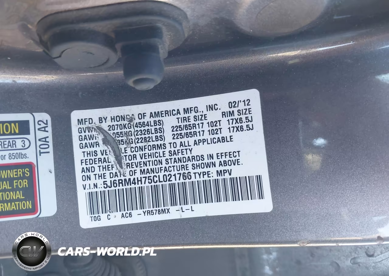 2012 Honda Cr-V Ex-L VIN:5J6RM4H75CL021766 - 9