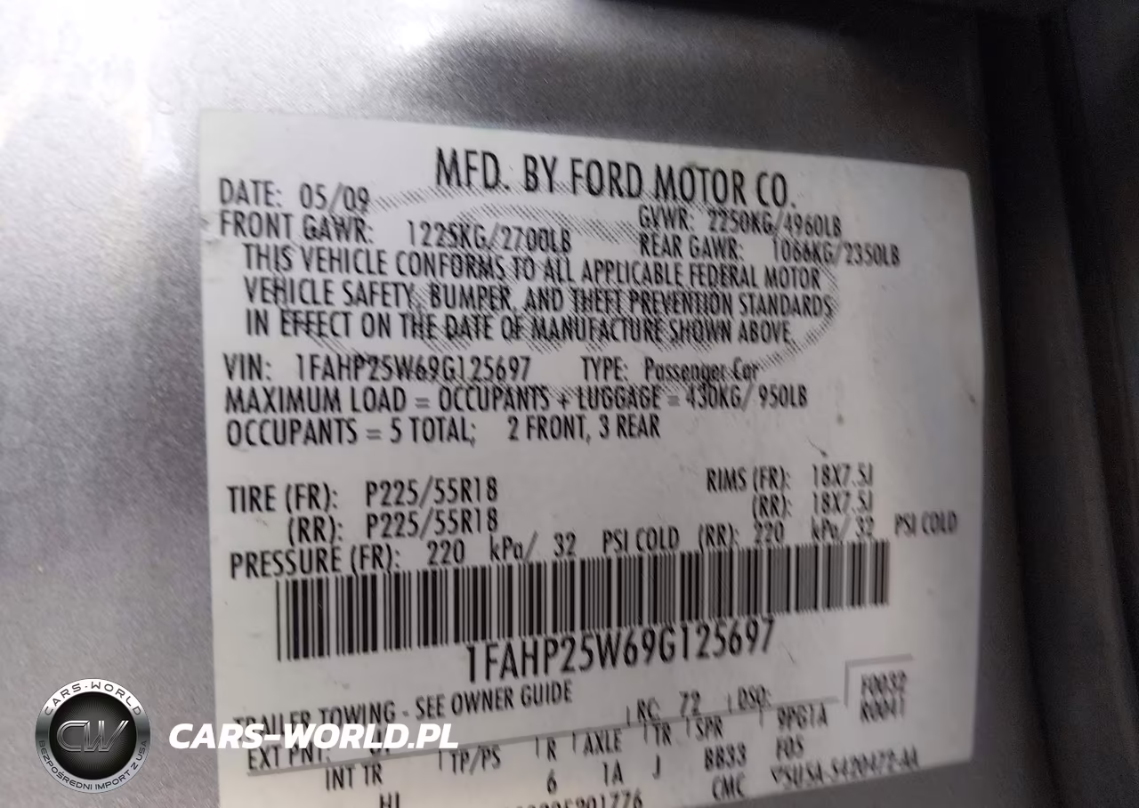 2009 Ford Taurus Limited VIN:1FAHP25W69G125697 - 9