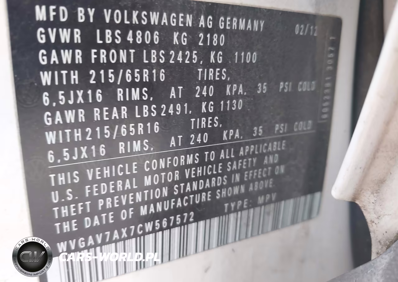 2012 Volkswagen Tiguan S VIN:WVGAV7AX7CW567572 - 9