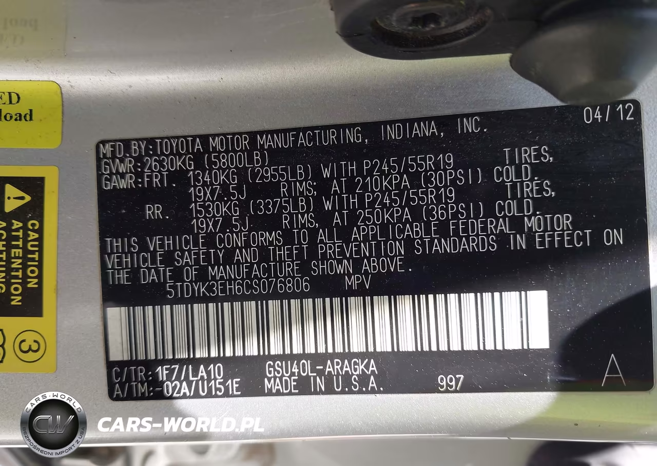2012 Toyota Highlander Limited V6 VIN:5TDYK3EH6CS076806 - 9