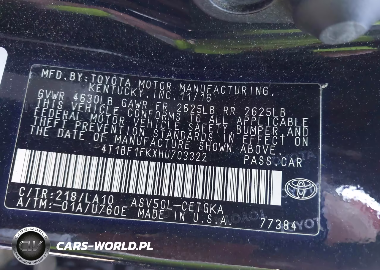 2017 Toyota Camry Xle VIN:4T1BF1FKXHU703322 - 9