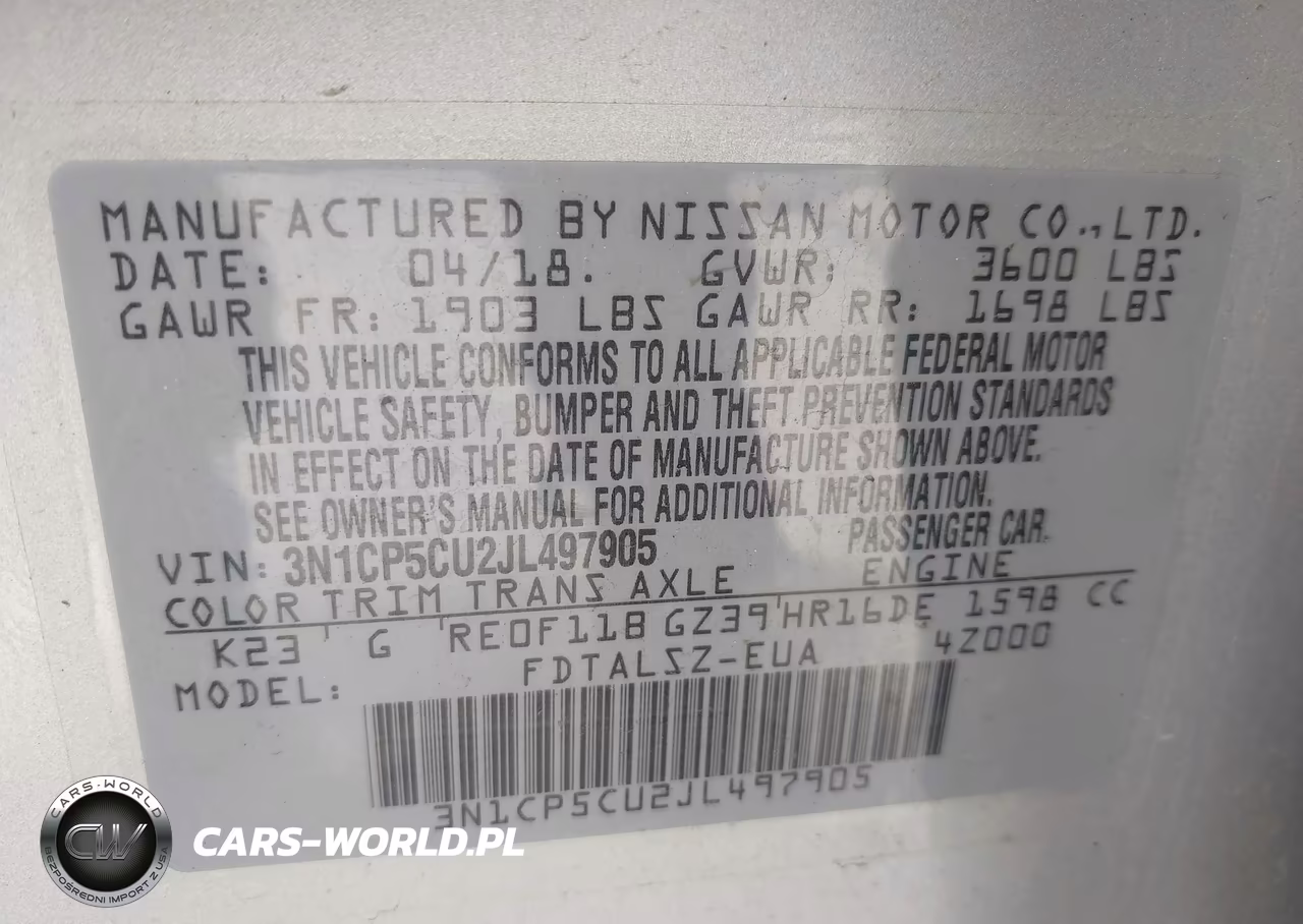 2018 Nissan Kicks Sv VIN:3N1CP5CU2JL497905 - 9