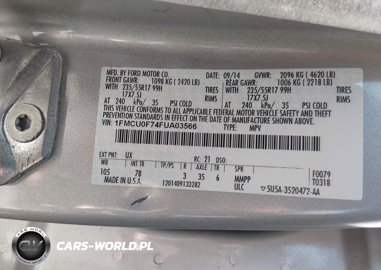 2015 Ford Escape S VIN:1FMCU0F74FUA03566 - 9