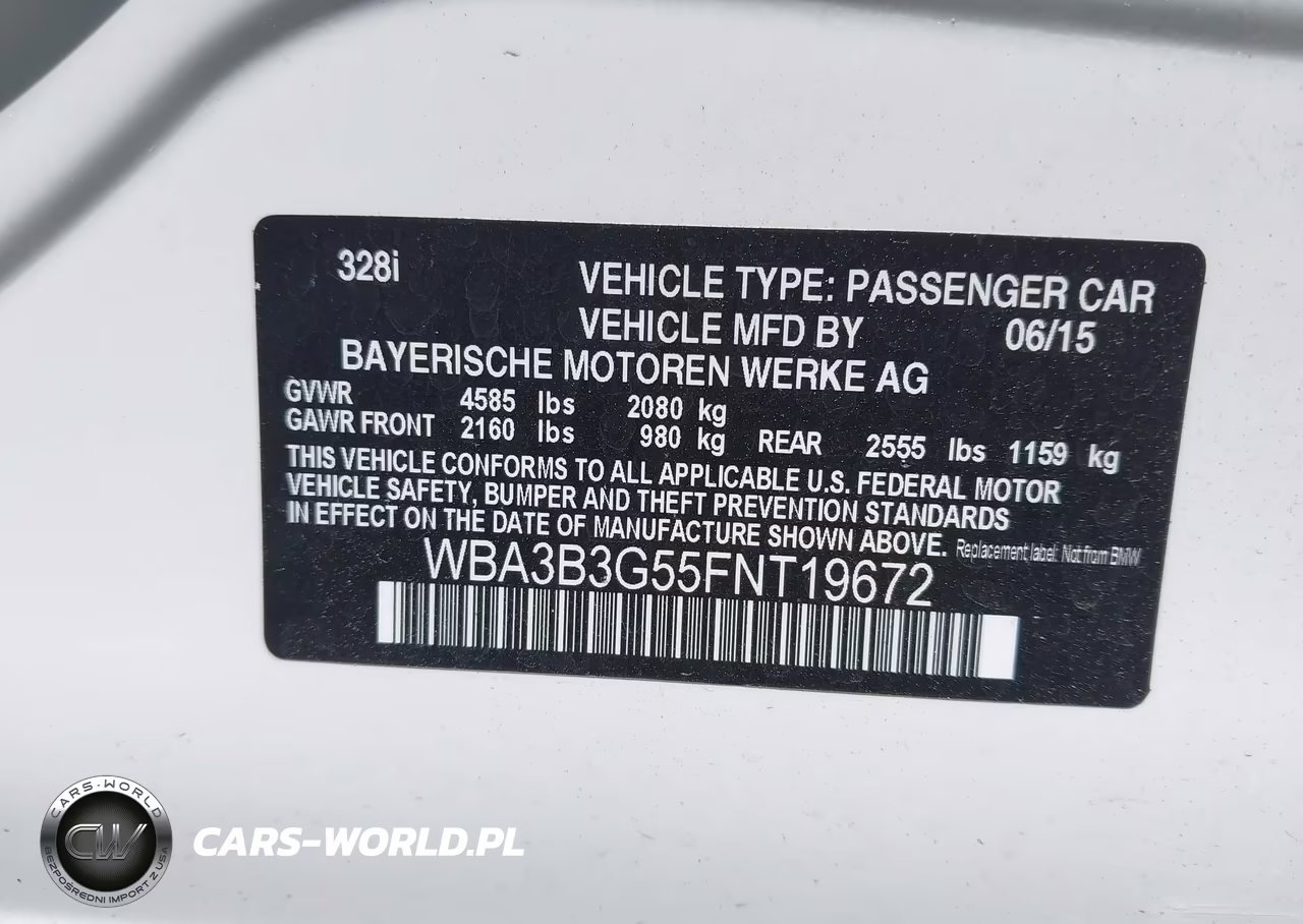 2015 BMW 328I xDrive VIN:WBA3B3G55FNT19672 - 9