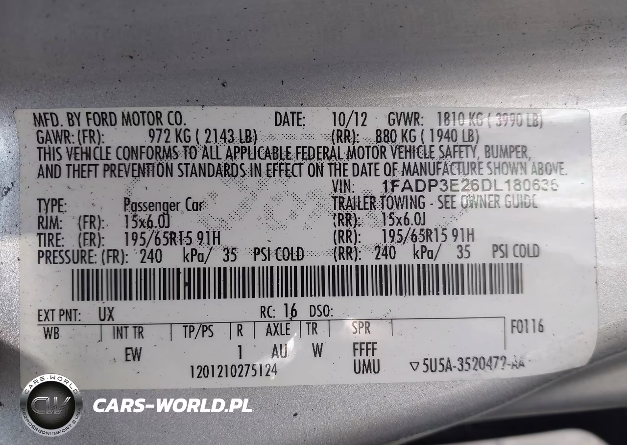 2013 Ford Focus S VIN:1FADP3E26DL180636 - 9