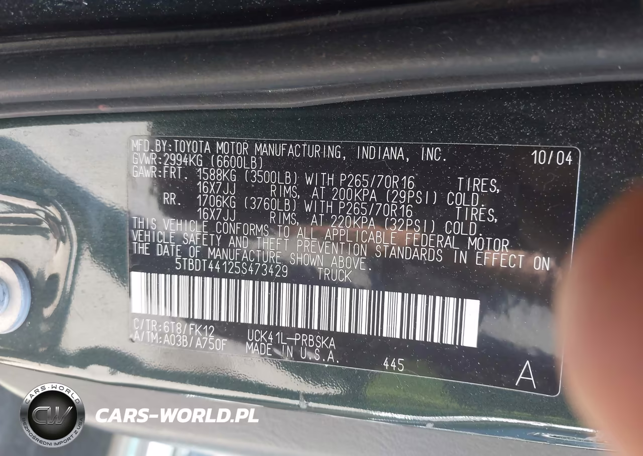 2005 Toyota Tundra Sr5 V8 VIN:5TBDT44125S473429 - 9