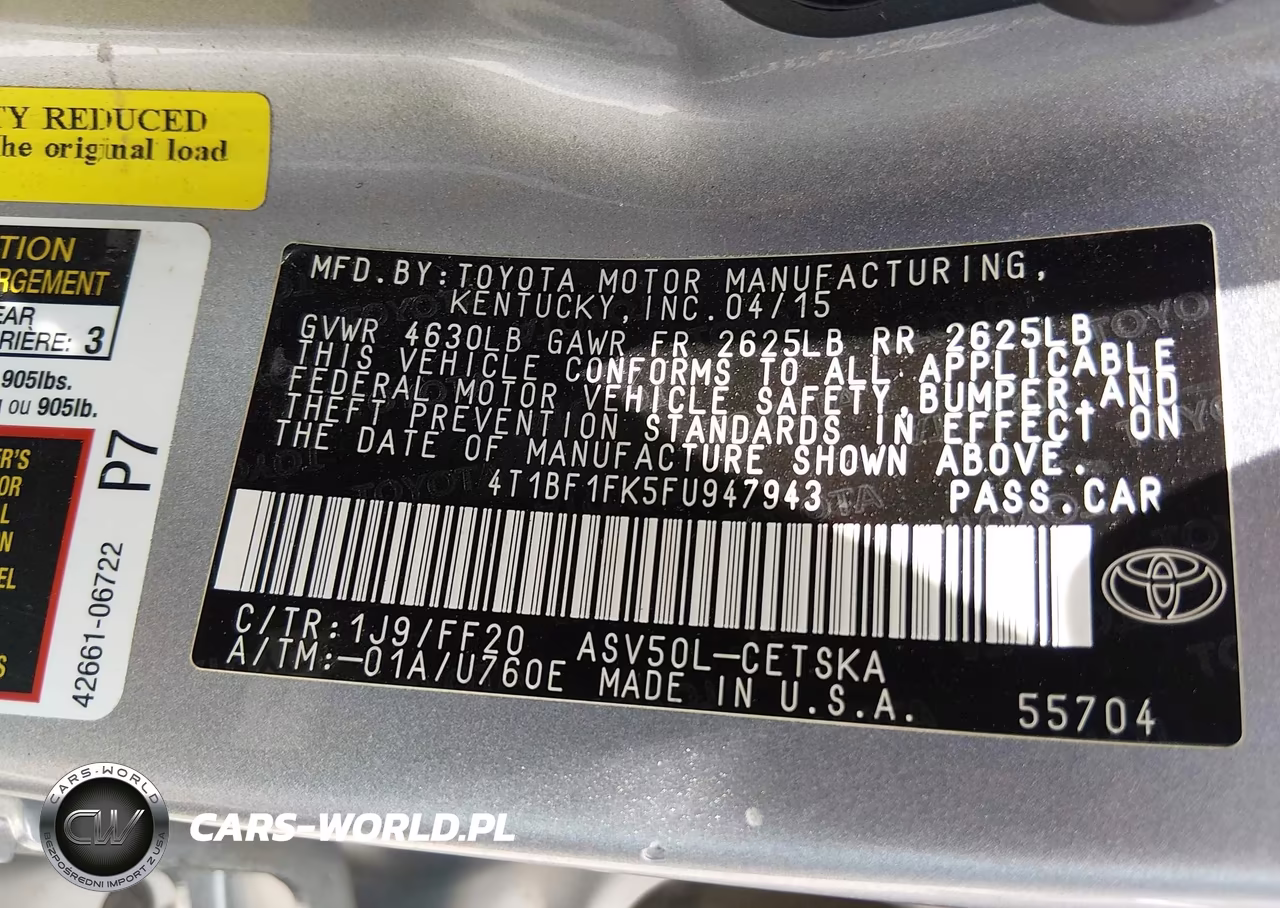2015 Toyota Camry Se VIN:4T1BF1FK5FU947943 - 9
