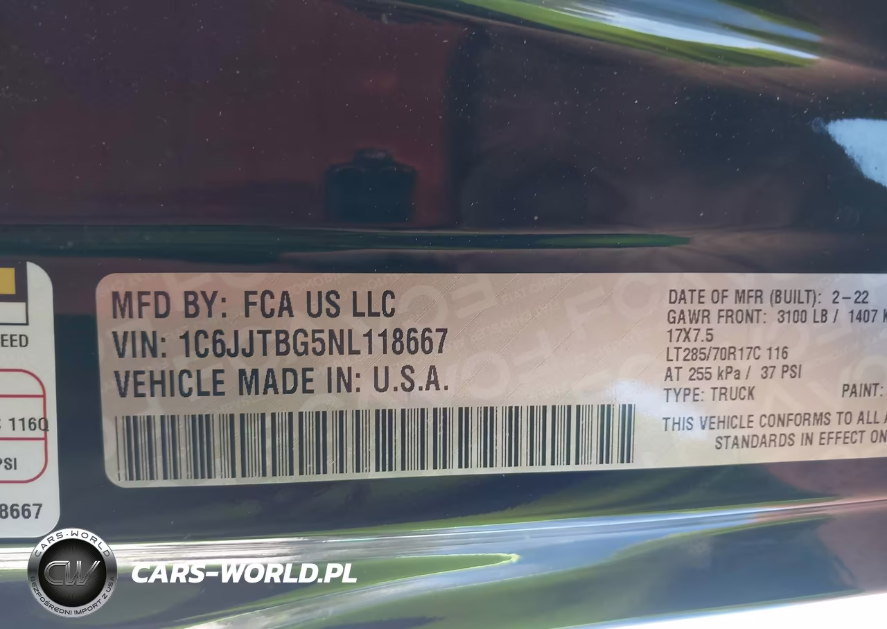 2022 Jeep Gladiator Rubicon 4X4 VIN:1C6JJTBG5NL118667 - 9