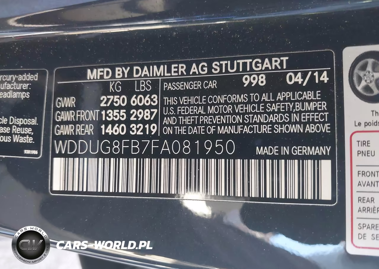 2015 Mercedes-Benz S 550 4Matic VIN:WDDUG8FB7FA081950 - 9