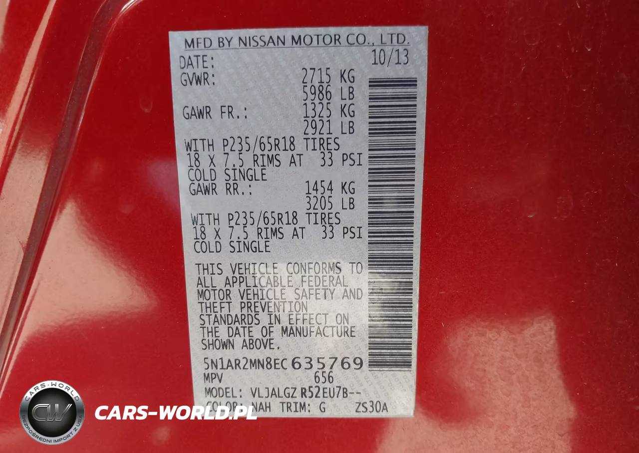 2014 Nissan Pathfinder Sl VIN:5N1AR2MN8EC635769 - 9