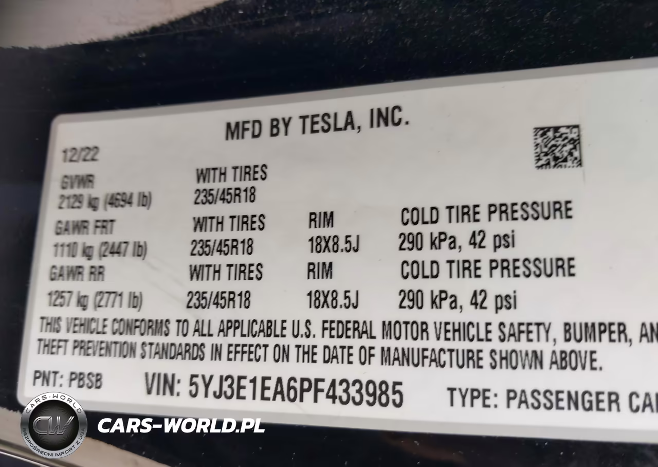 2023 Tesla Model 3 Rear-Wheel Drive VIN:5YJ3E1EA6PF433985 - 9