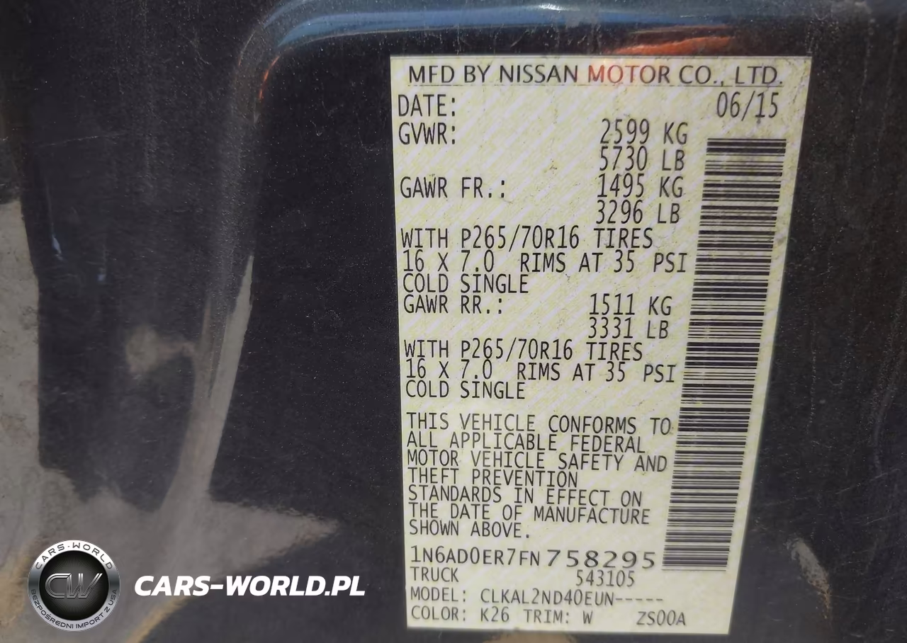 2015 Nissan Frontier Sv VIN:1N6AD0ER7FN758295 - 9