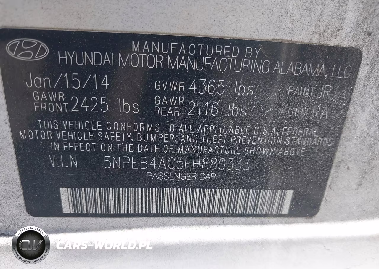2014 Hyundai Sonata Gls VIN:5NPEB4AC5EH880333 - 9