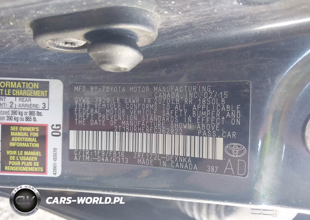 2015 Toyota Corolla Le VIN:2T1BURHE8FC362822 - 9