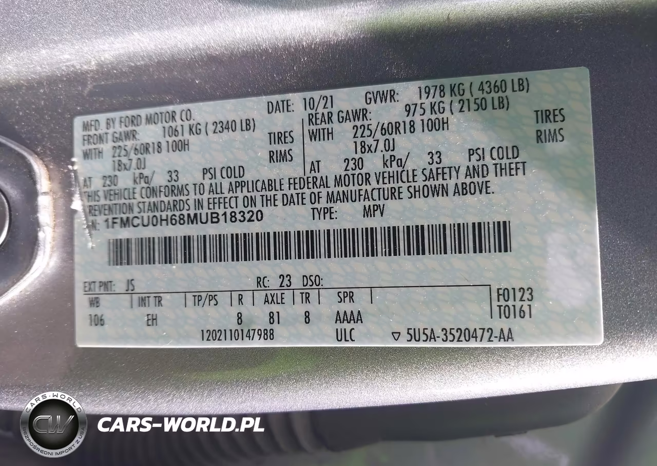 2021 Ford Escape Sel VIN:1FMCU0H68MUB18320 - 9