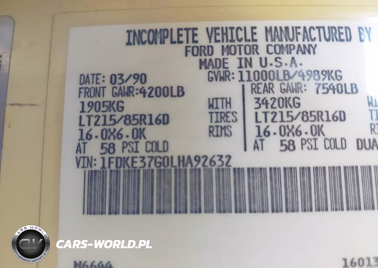 1990 Ford Econoline E350 Cutaway Van VIN:1FDKE37G0LHA92632 - 8