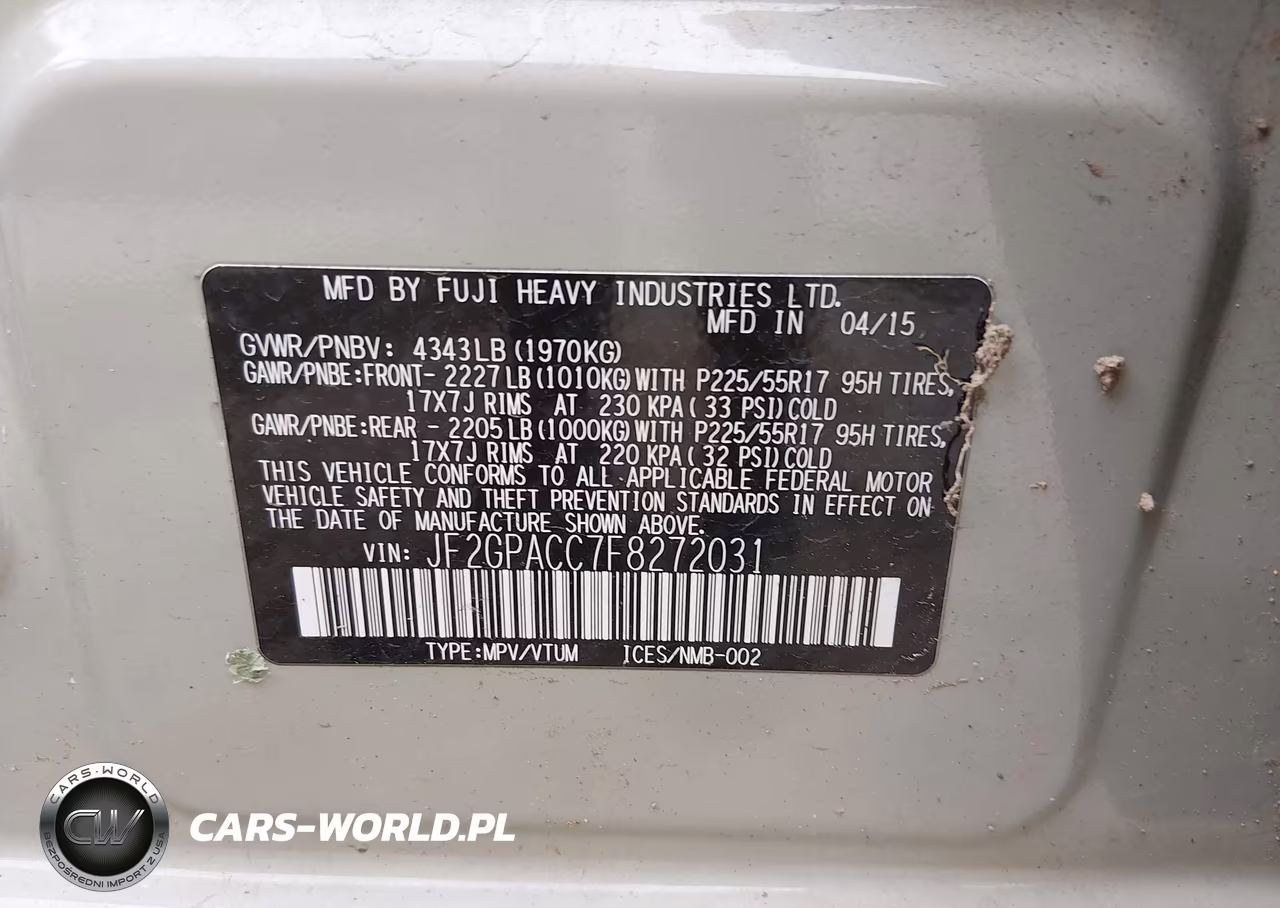 2015 Subaru Xv Crosstrek 2.0I Premium VIN:JF2GPACC7F8272031 - 9