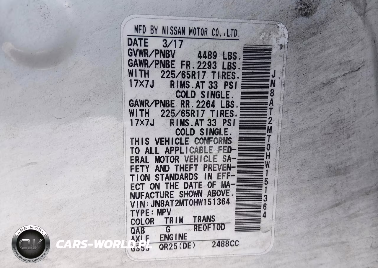 2017 Nissan Rogue Sv VIN:JN8AT2MT0HW151364 - 9