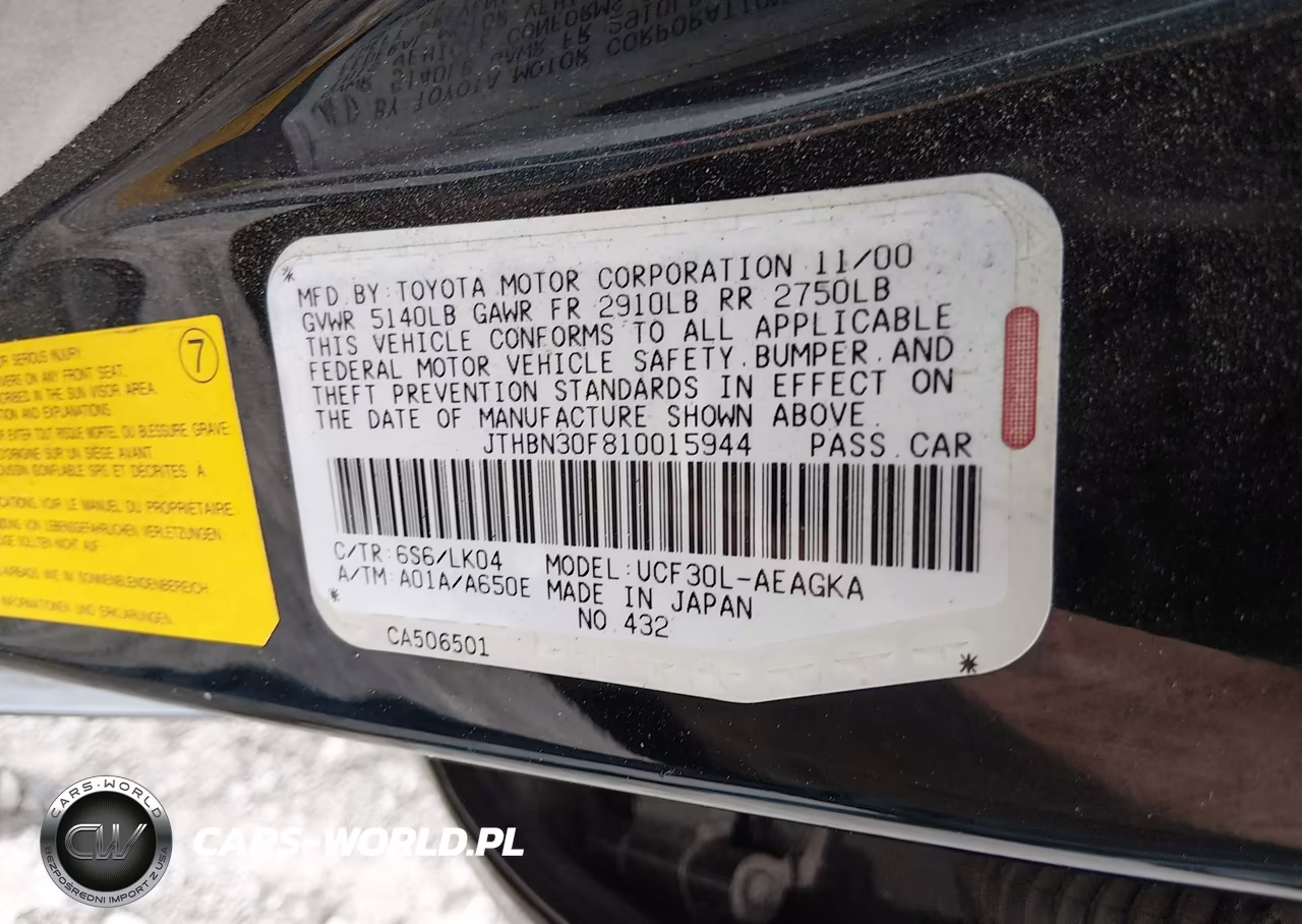 2001 LEXUS LS 430 VIN:JTHBN30F810015944 - 9