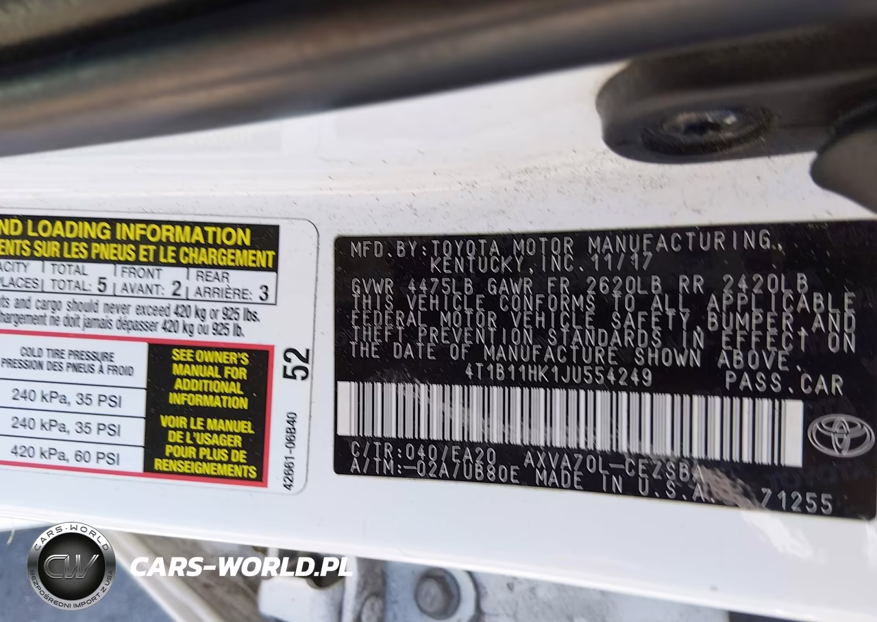 2018 Toyota Camry Se VIN:4T1B11HK1JU554249 - 9