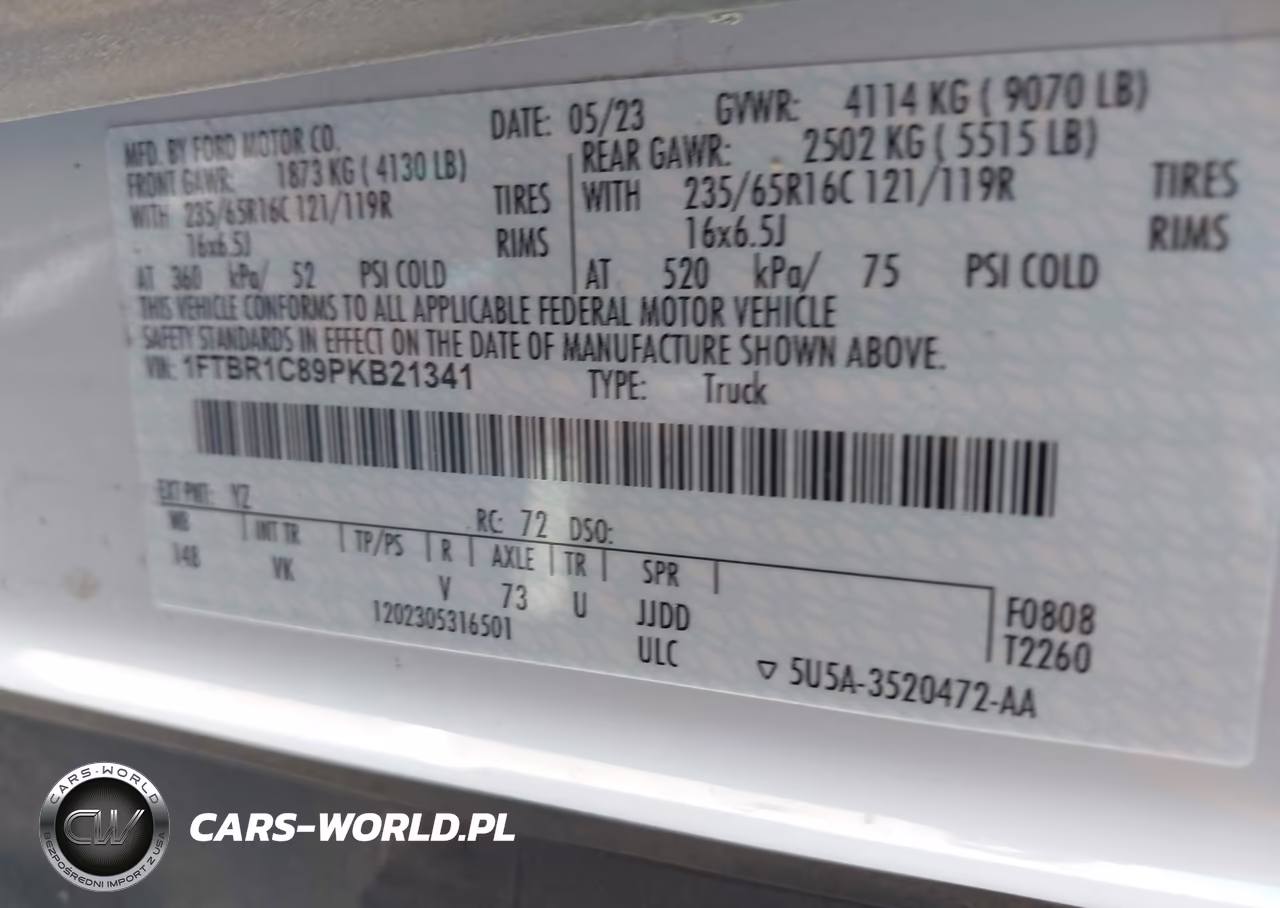 2023 Ford Transit-250 VIN:1FTBR1C89PKB21341 - 9