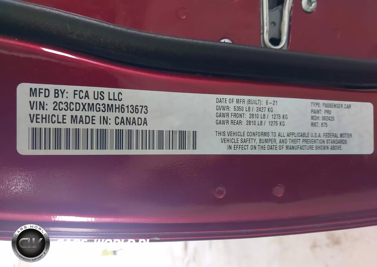 2021 Dodge Charger Gt Awd VIN:2C3CDXMG3MH613673 - 9
