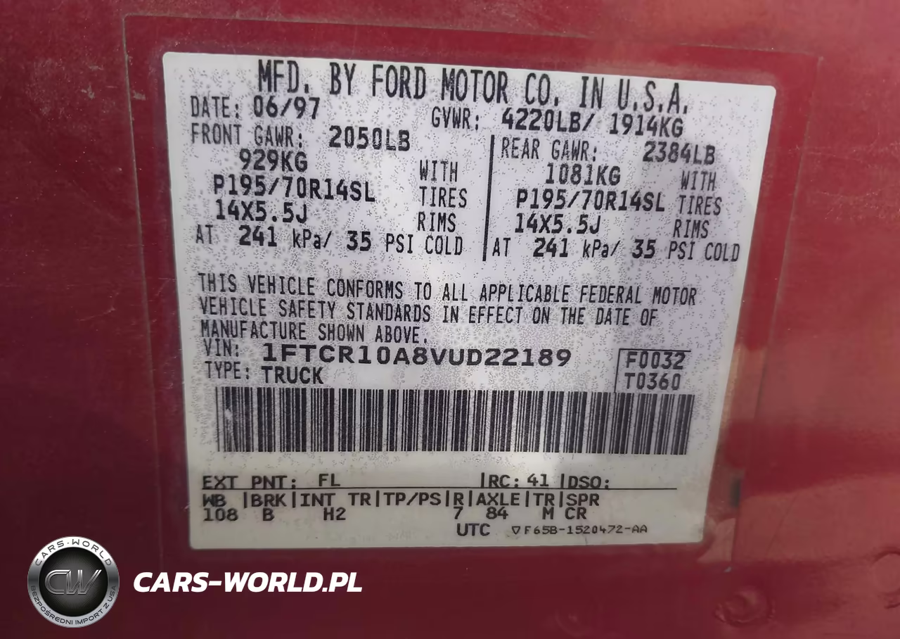 1997 Ford Ranger Splash-Xlt VIN:1FTCR10A8VUD22189 - 9