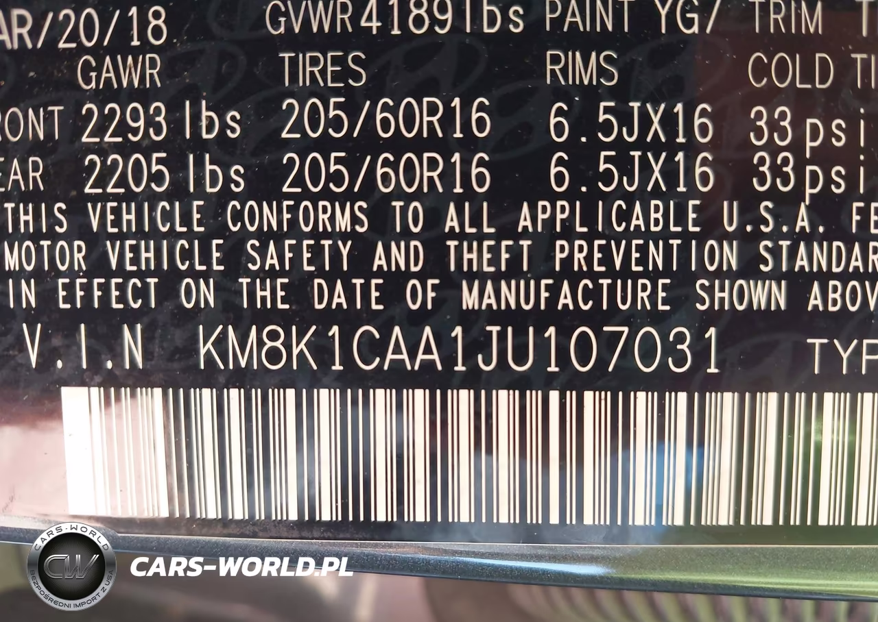 2018 Hyundai Kona Se VIN:KM8K1CAA1JU107031 - 9