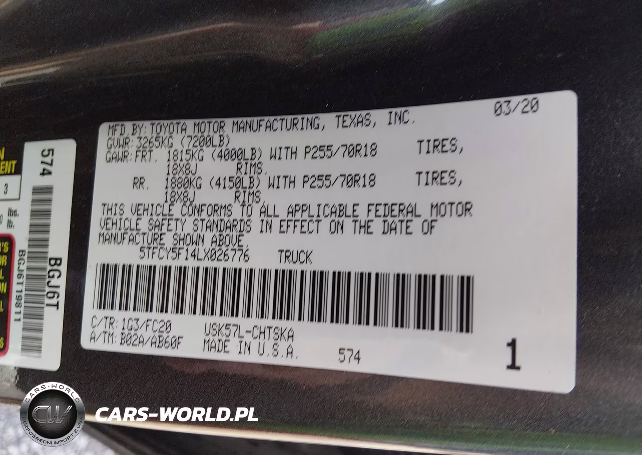 2020 Toyota Tundra Sr5 VIN:5TFCY5F14LX026776 - 9
