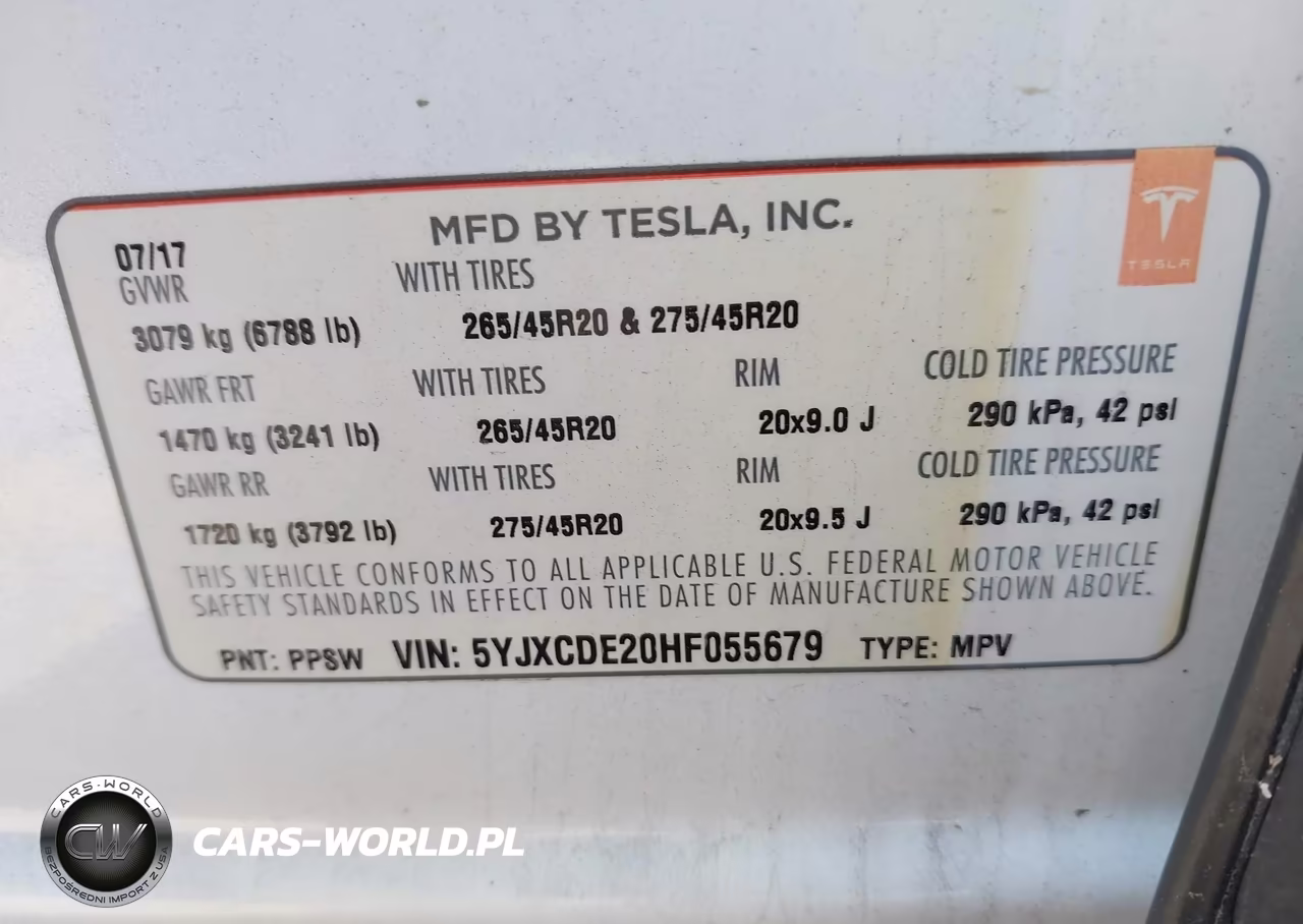 2017 Tesla Model X 100D-75D-90D VIN:5YJXCDE20HF055679 - 9