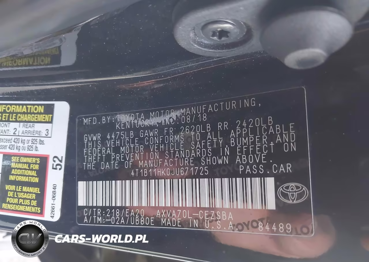 2018 Toyota Camry Se VIN:4T1B11HK0JU671725 - 9