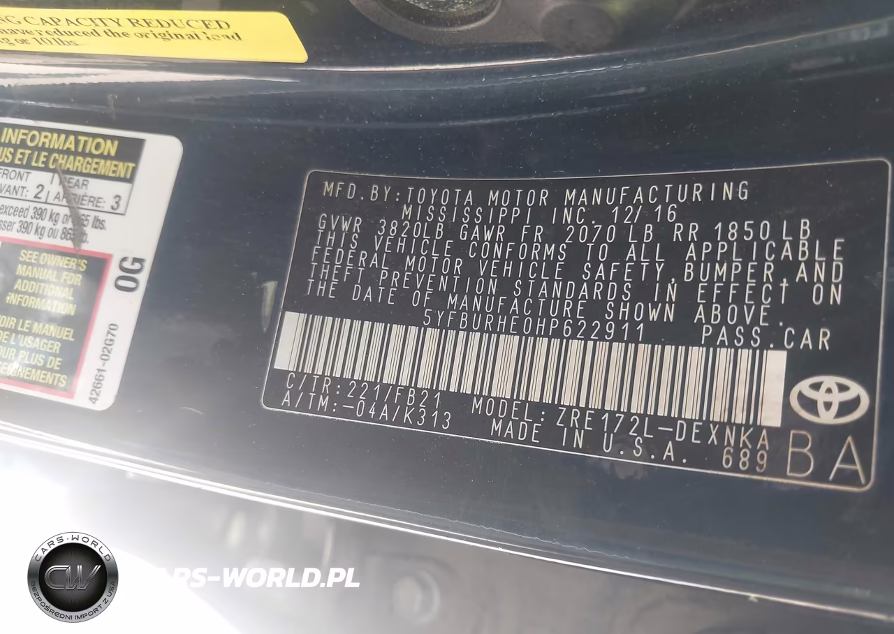 2017 Toyota Corolla Le VIN:5YFBURHE0HP622911 - 9