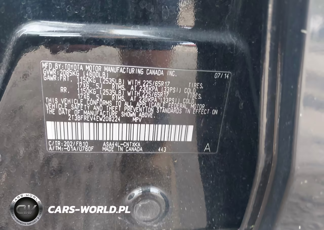 2014 Toyota Rav4 Le VIN:2T3BFREV4EW208224 - 9
