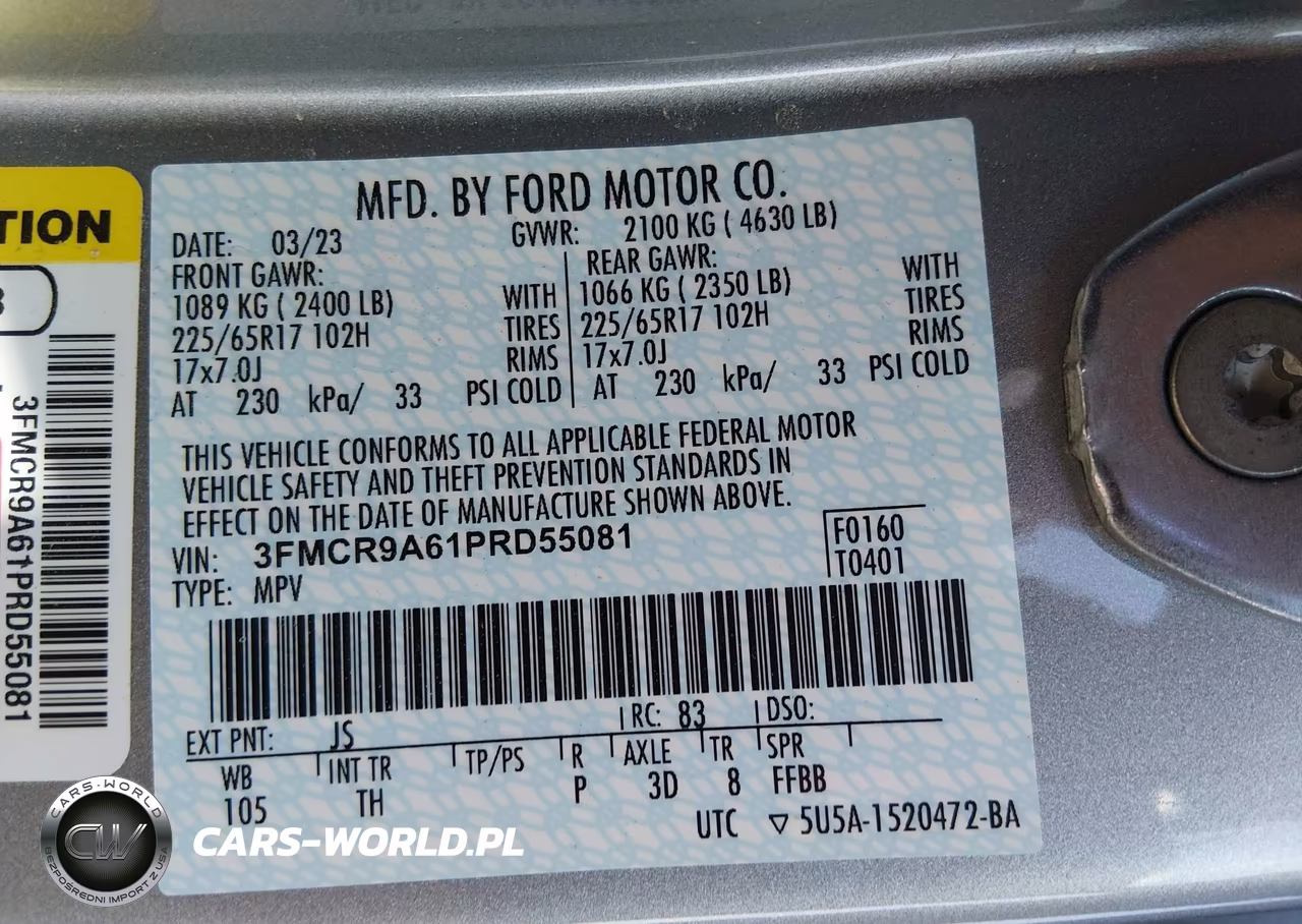 2023 Ford Bronco Sport VIN:3FMCR9A61PRD55081 - 9