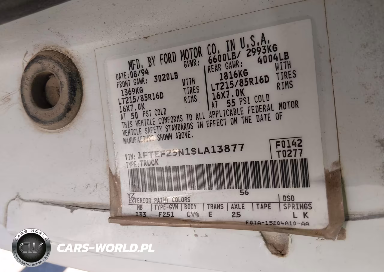 1995 Ford F250 VIN:1FTEF25N1SLA13877 - 9