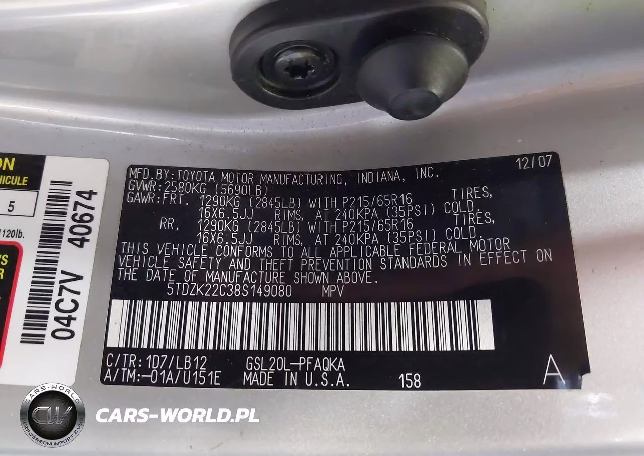 2008 Toyota Sienna Xle VIN:5TDZK22C38S149080 - 9