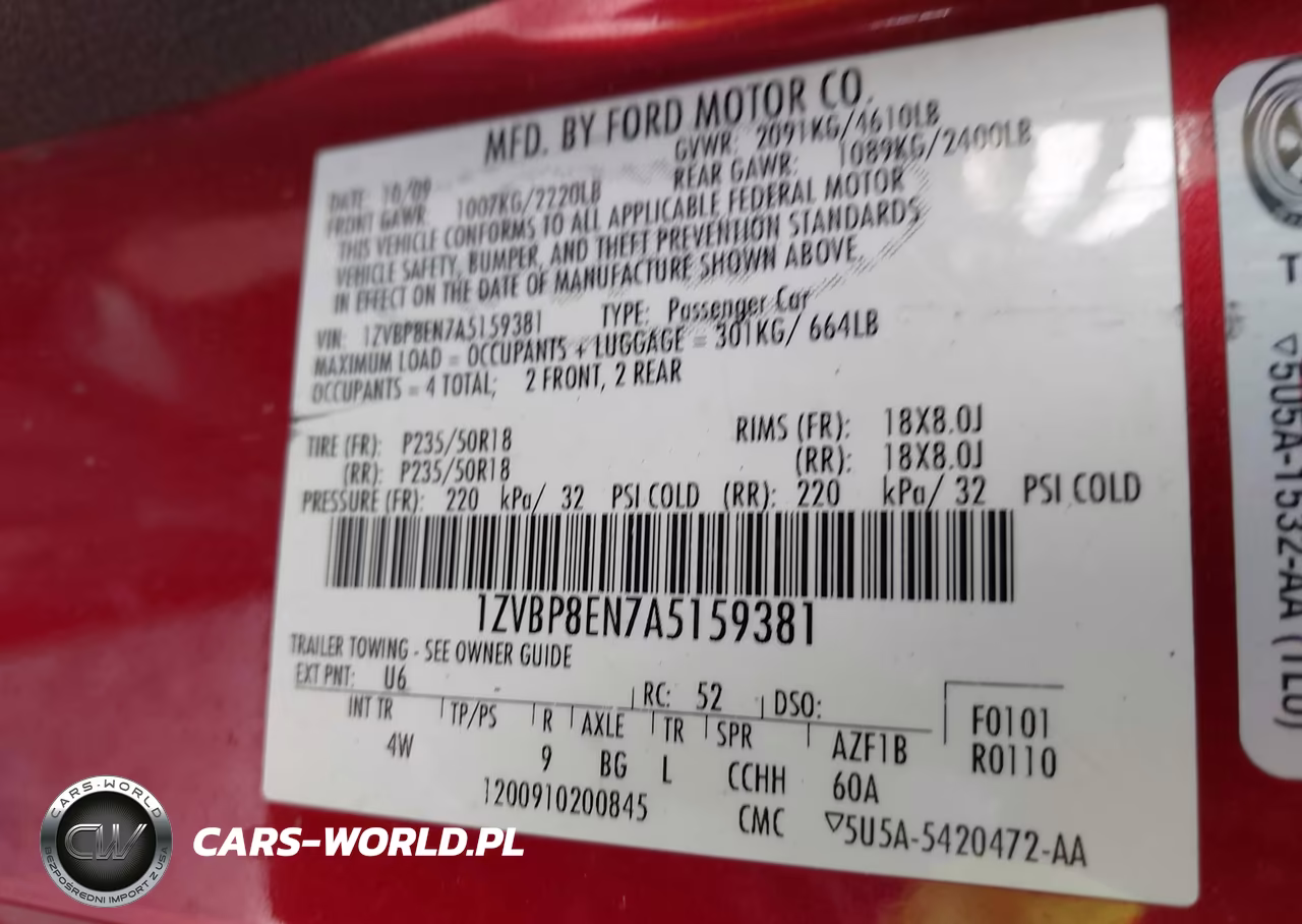2010 Ford Mustang V6-V6 Premium VIN:1ZVBP8EN7A5159381 - 9