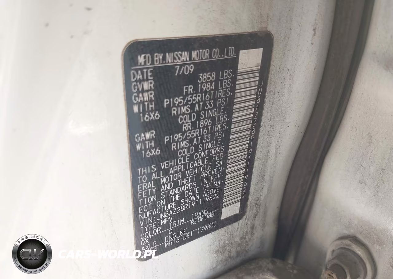 2009 Nissan Cube 1.8Sl VIN:JN8AZ28R19T119622 - 9
