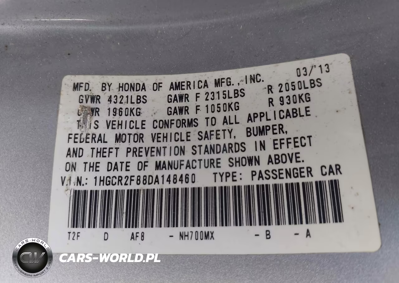 2013 Honda Accord Ex-L VIN:1HGCR2F88DA148460 - 9