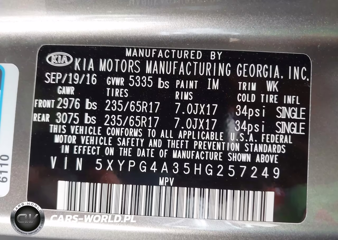 2017 Kia Sorento 2.4L Lx VIN:5XYPG4A35HG257249 - 9