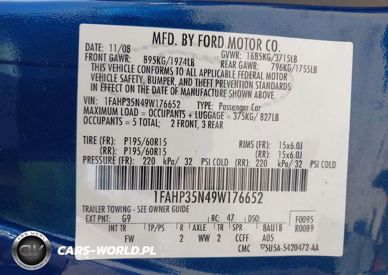2009 Ford Focus Se VIN:1FAHP35N49W176652 - 9